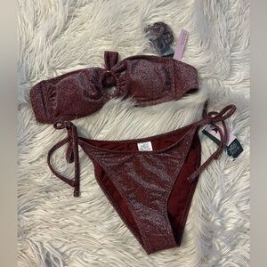 Glittery Maroon Bikini Set